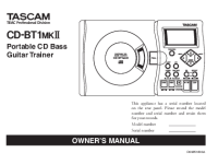 Tascam CD-BT1-Mk2 - Owners Manual